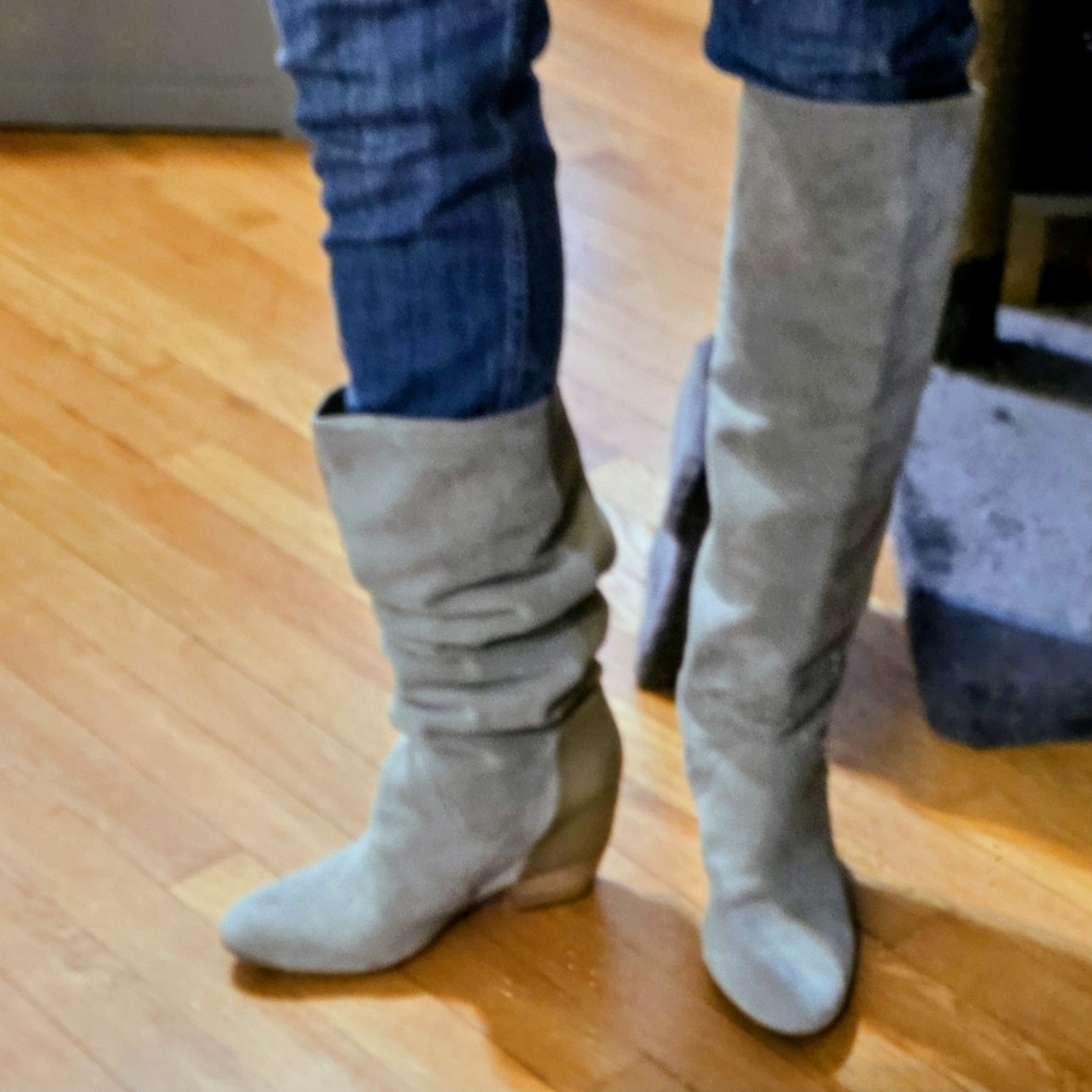 Gianni Bini Over the Knee Boots in Gray and Tan - Picture 7 of 7